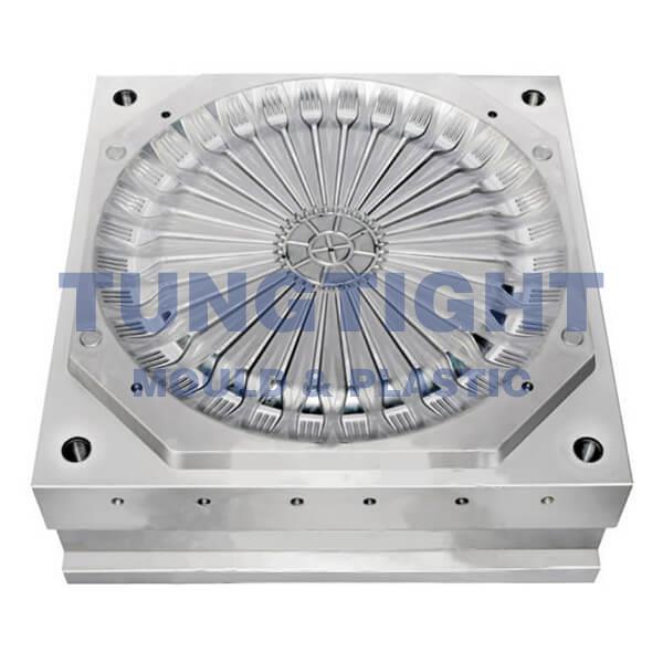 Plastic disposable fork mould
